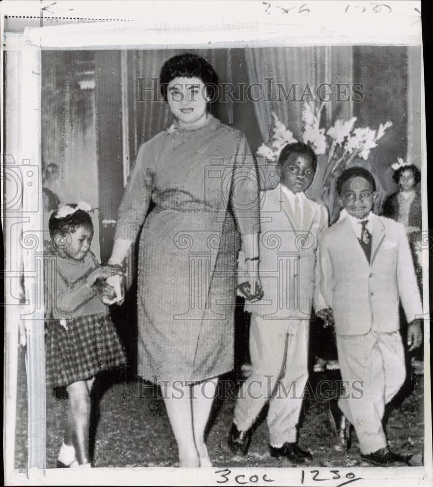1961 Press Photo Mrs. Kwame Nkrumah & Patrice Lumumba's children in Cairo, Egypt