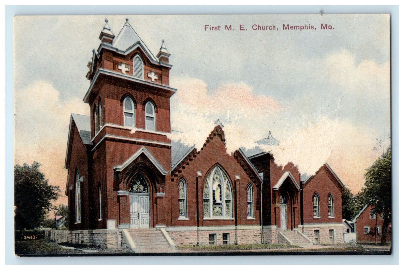 c1910 First M.E. Church, Memphis Missouri MO Unposted Antique Postcard
