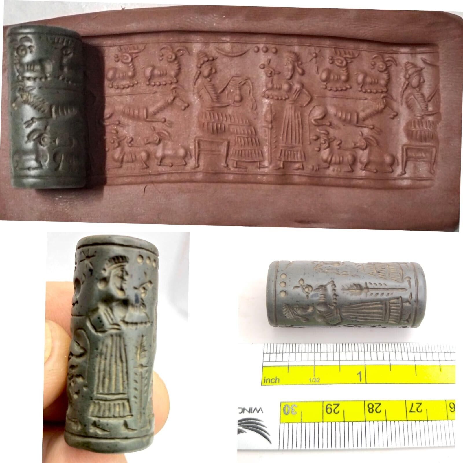 Jade Roman     Old   stone cylinder seal intaglio  bead