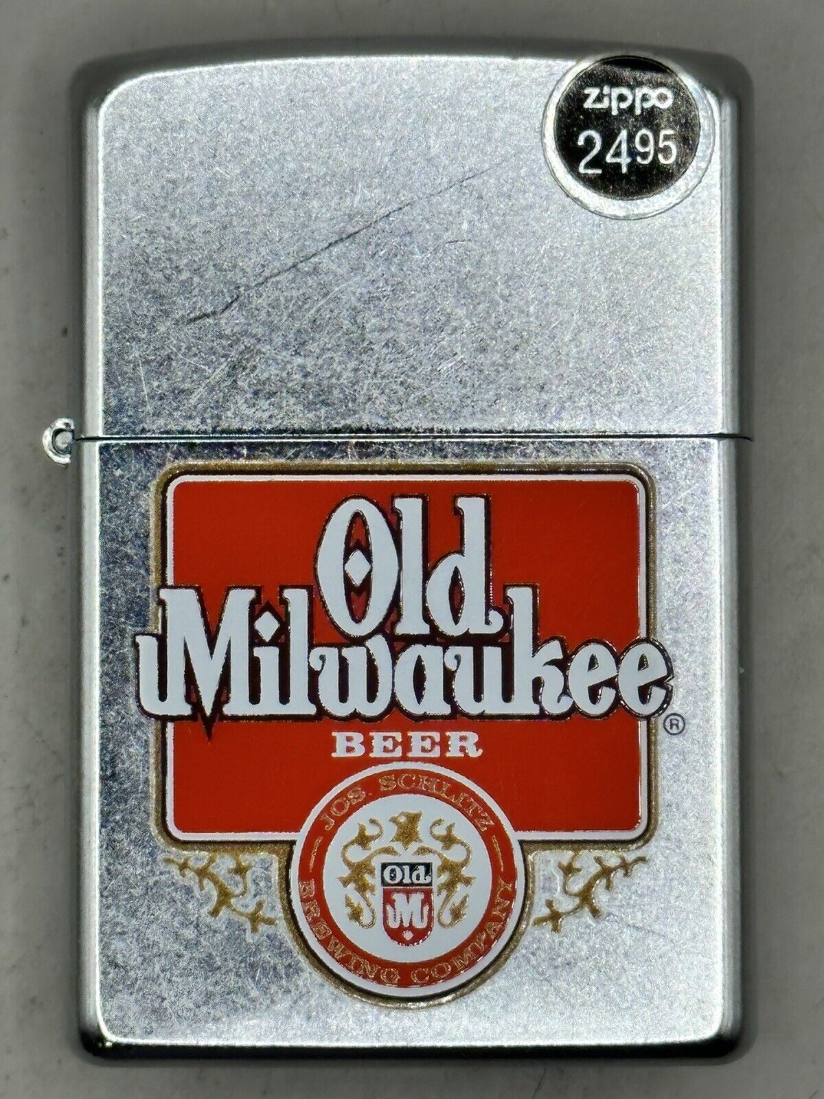 Vintage 2007 Old Milwaukee Label Chrome Zippo Lighter NEW