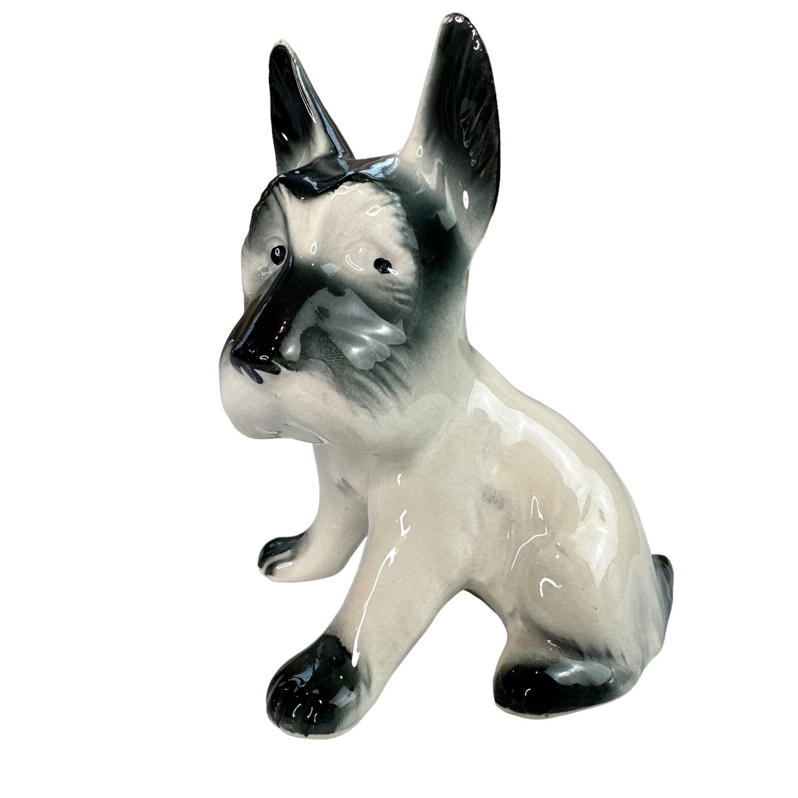 Vintage Ceramic Dog Scottish Terrier Scottie Glazed Figurine Puppy 50s MCM