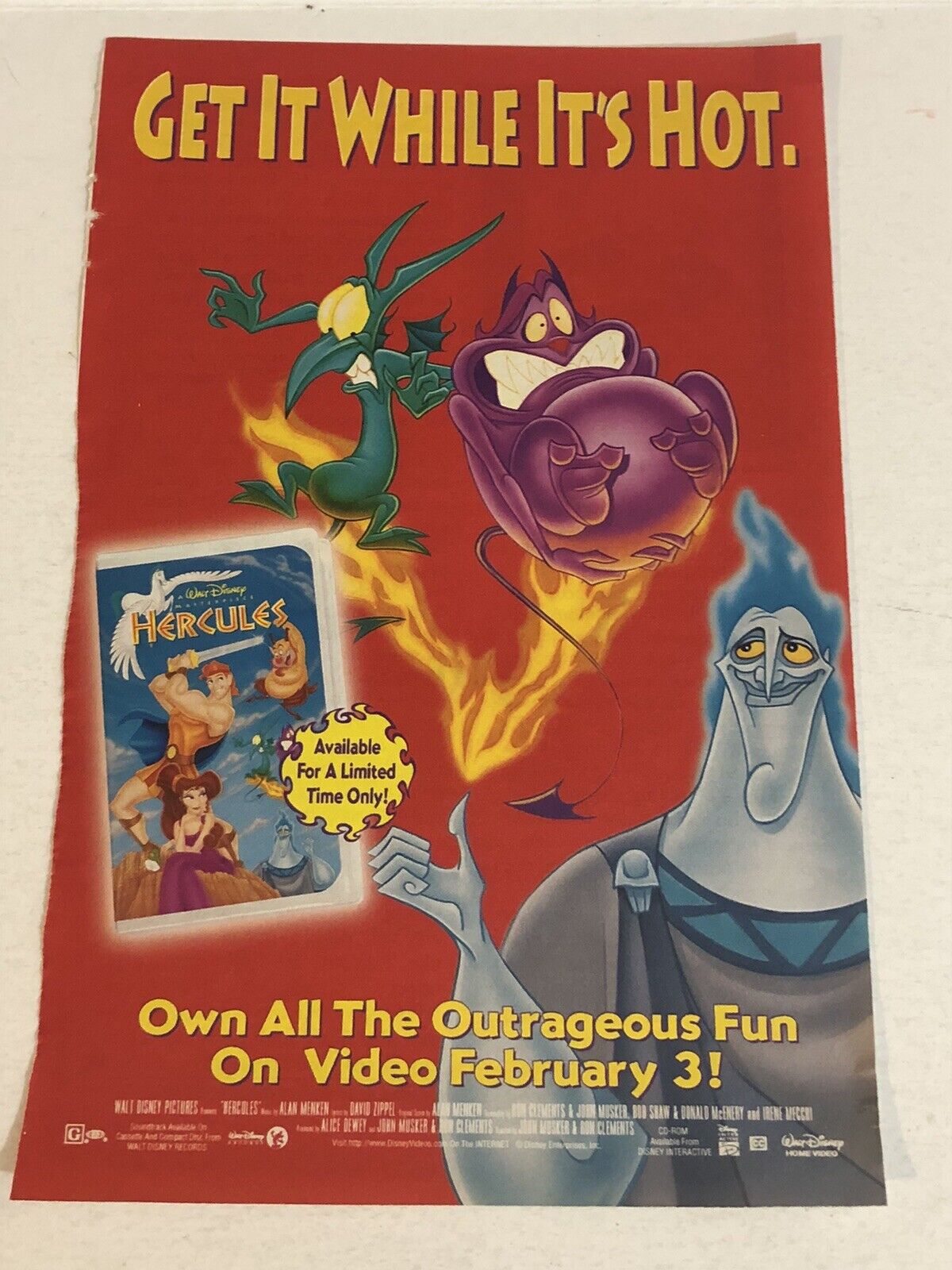 Disney Hercules Vintage Print Ad Advertisement pa19