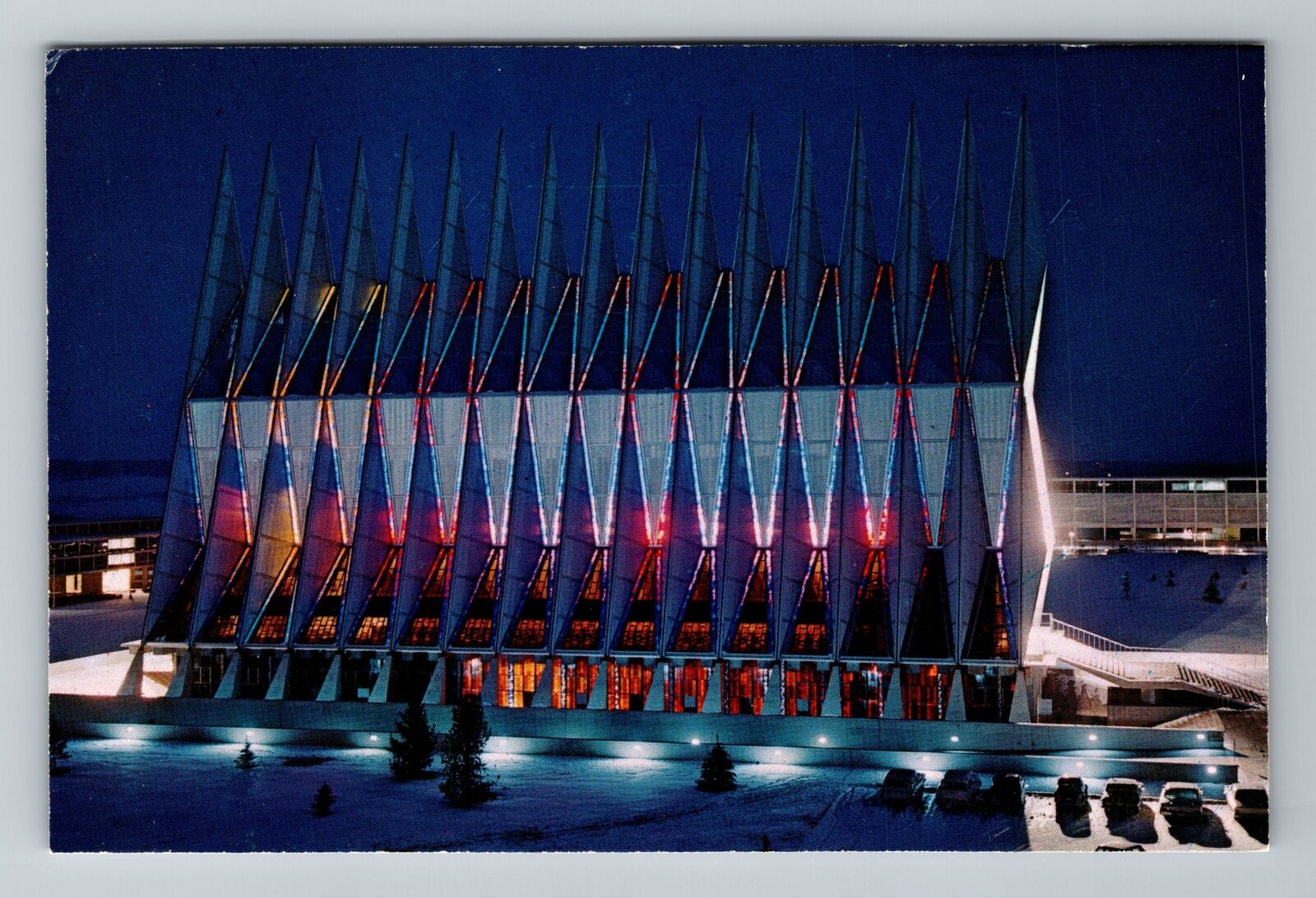 Denver CO-Colorado, Night Scene Of Air Force Academy Chapel, Vintage Postcard