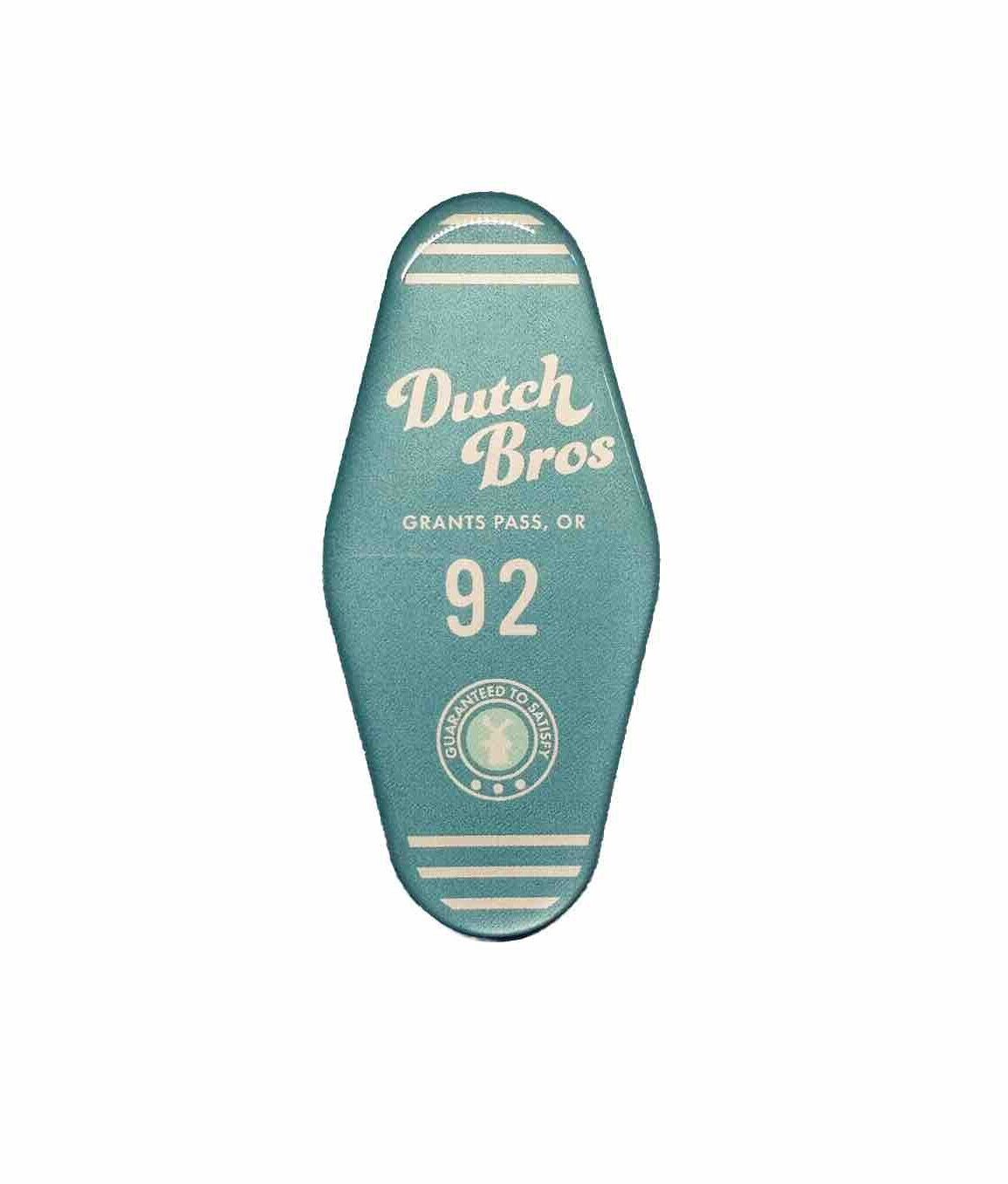 Dutch Bros Vintage Hotel Room Key 3D Puffy Grants Pass Teal Sticker June 2021