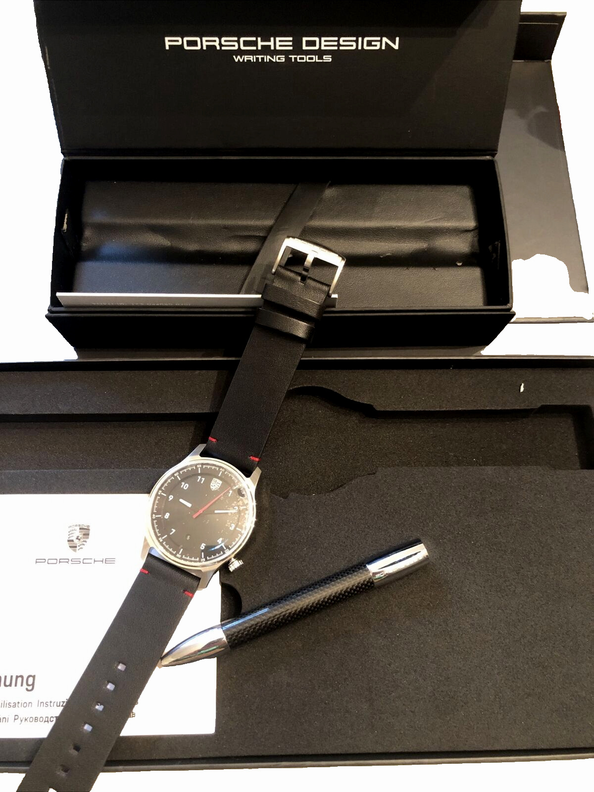 The Perfect Porsche DUO GIFT Set Porsche Pure Watch/Pen Shake Carbon Fiber