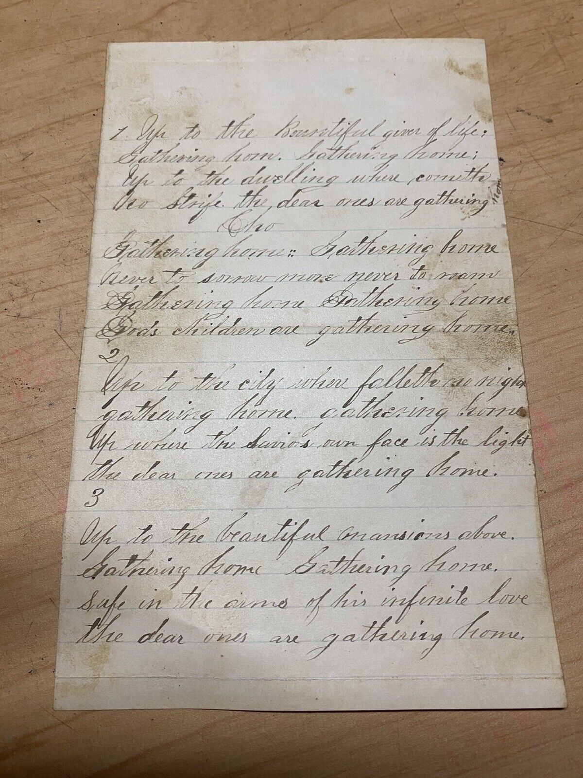Original 1890s Poem Hand Written found in old book 