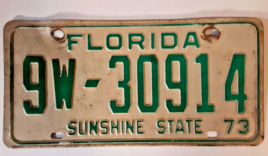 1973 Florida License Plate # 9W-30914  \
