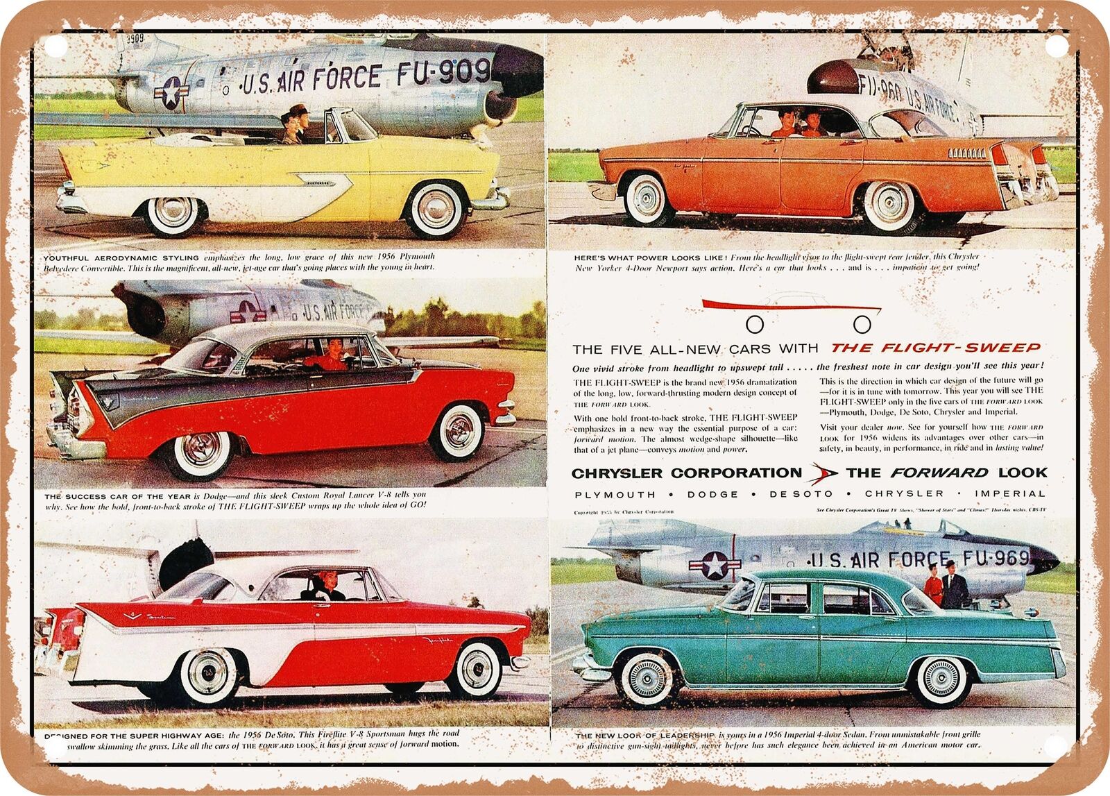 METAL SIGN - 1956 Chrysler Corporation Cars Vintage Ad