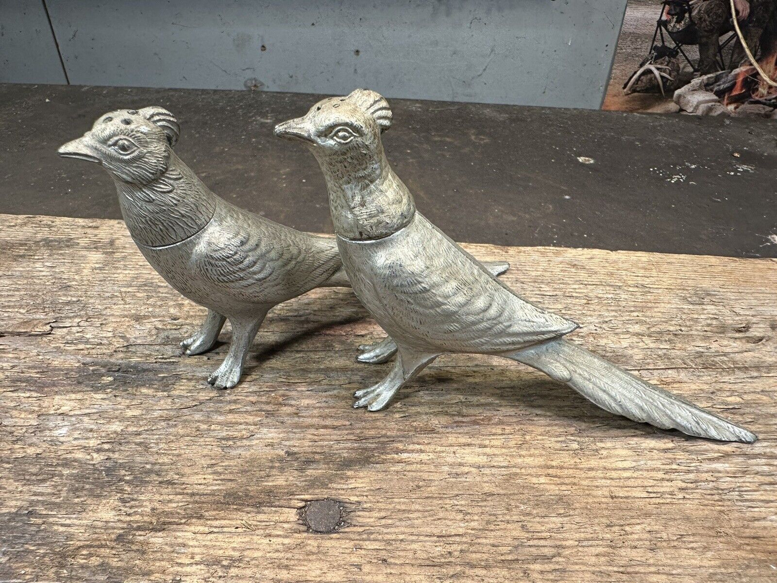 Vintage Silver Plated Pheasants Salt And Pepper Shakers
