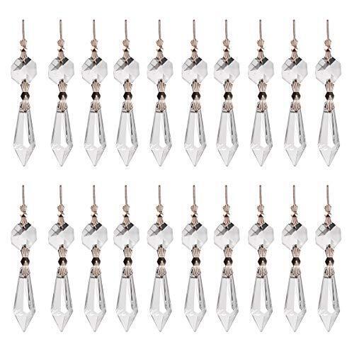 20 Pcs Clear Crystal Chandelier Icicle Prisms Replacement Parts for Lamp Decore