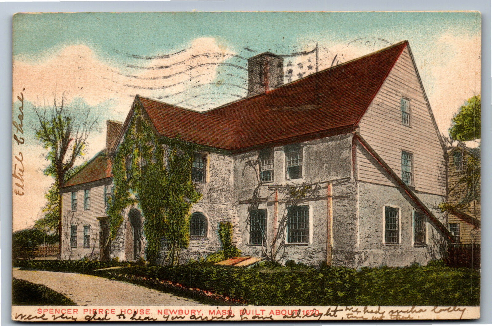 Postcard MA Spencer Pierce House Newbury Massachusetts c.1900\'s T7