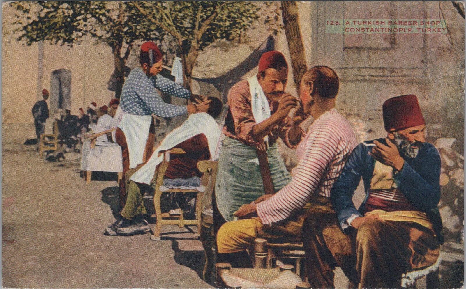 Postcard Turkey Turkish Barber Shop Constantinople Turkey 