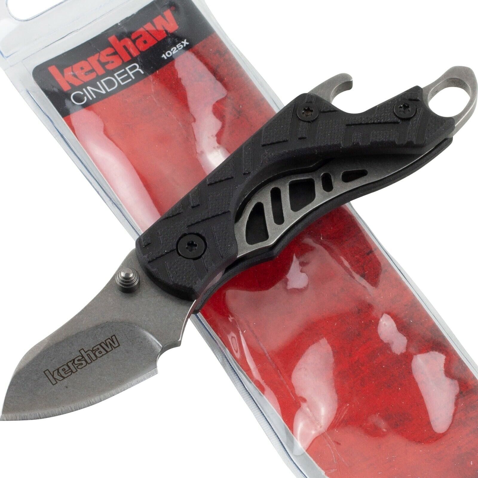 Kershaw Cinder Linerlock Pocket Knife KS1025X Stonewash Finish Bottle Opener