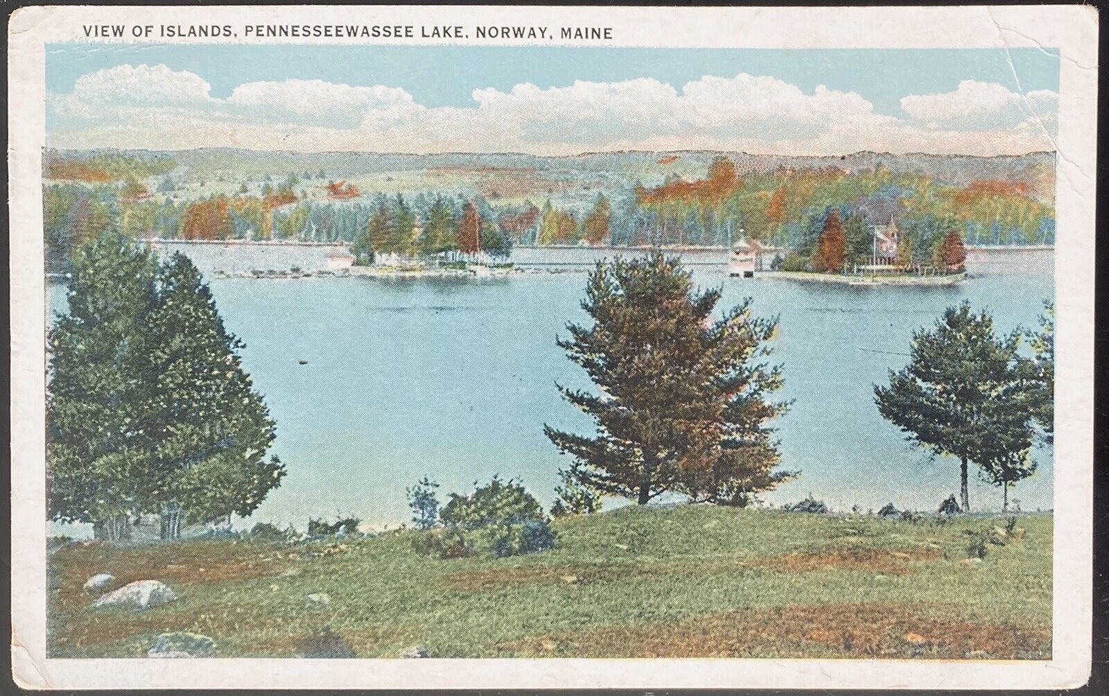 NORWAY, MAINE. C.1933 PC.(M68)~VIEW OF ISLANDS ON PENNESSEEWASSEE LAKE