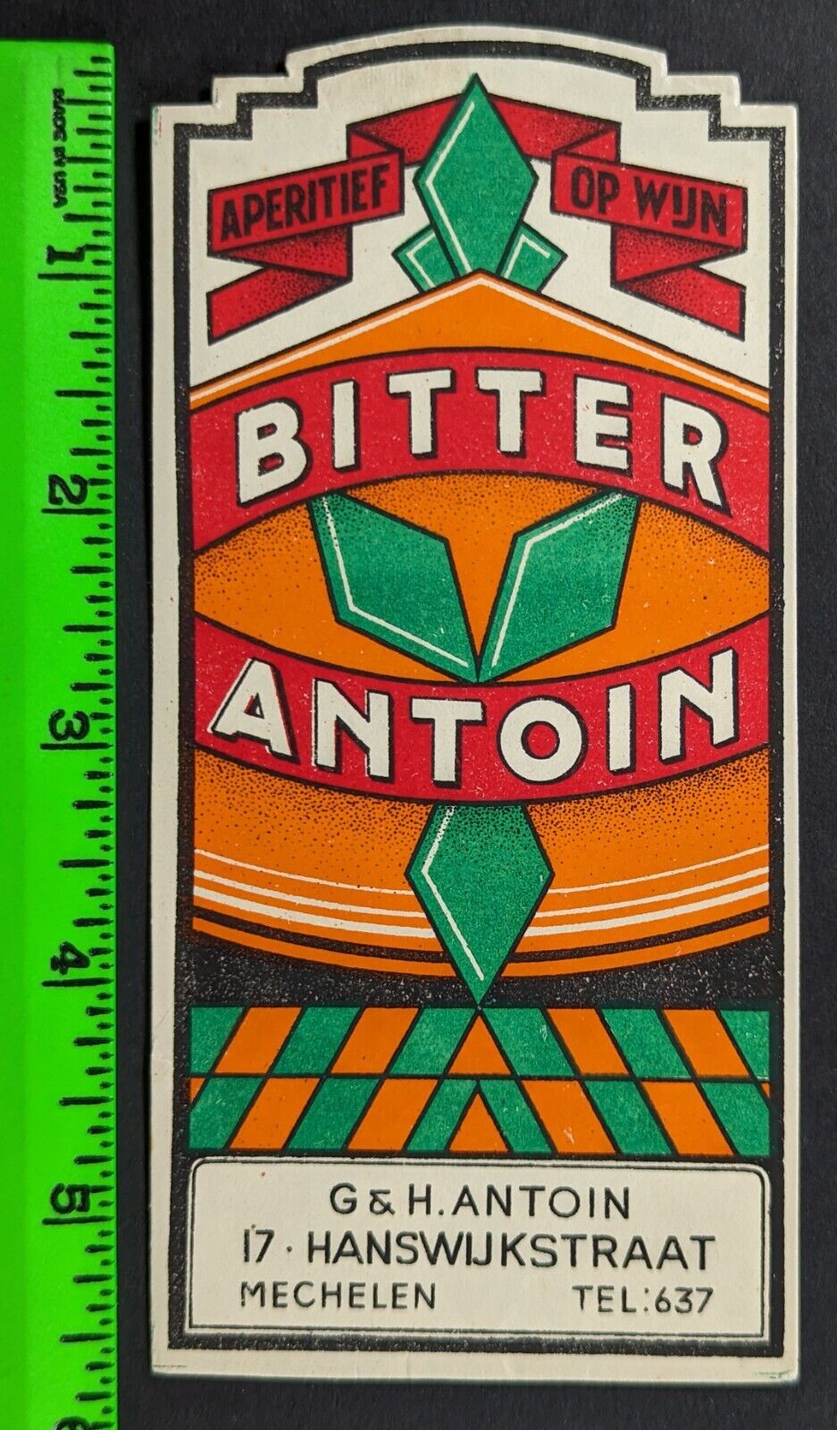 Vintage Bitter Antoin Liquor Belgium Alcohol Label