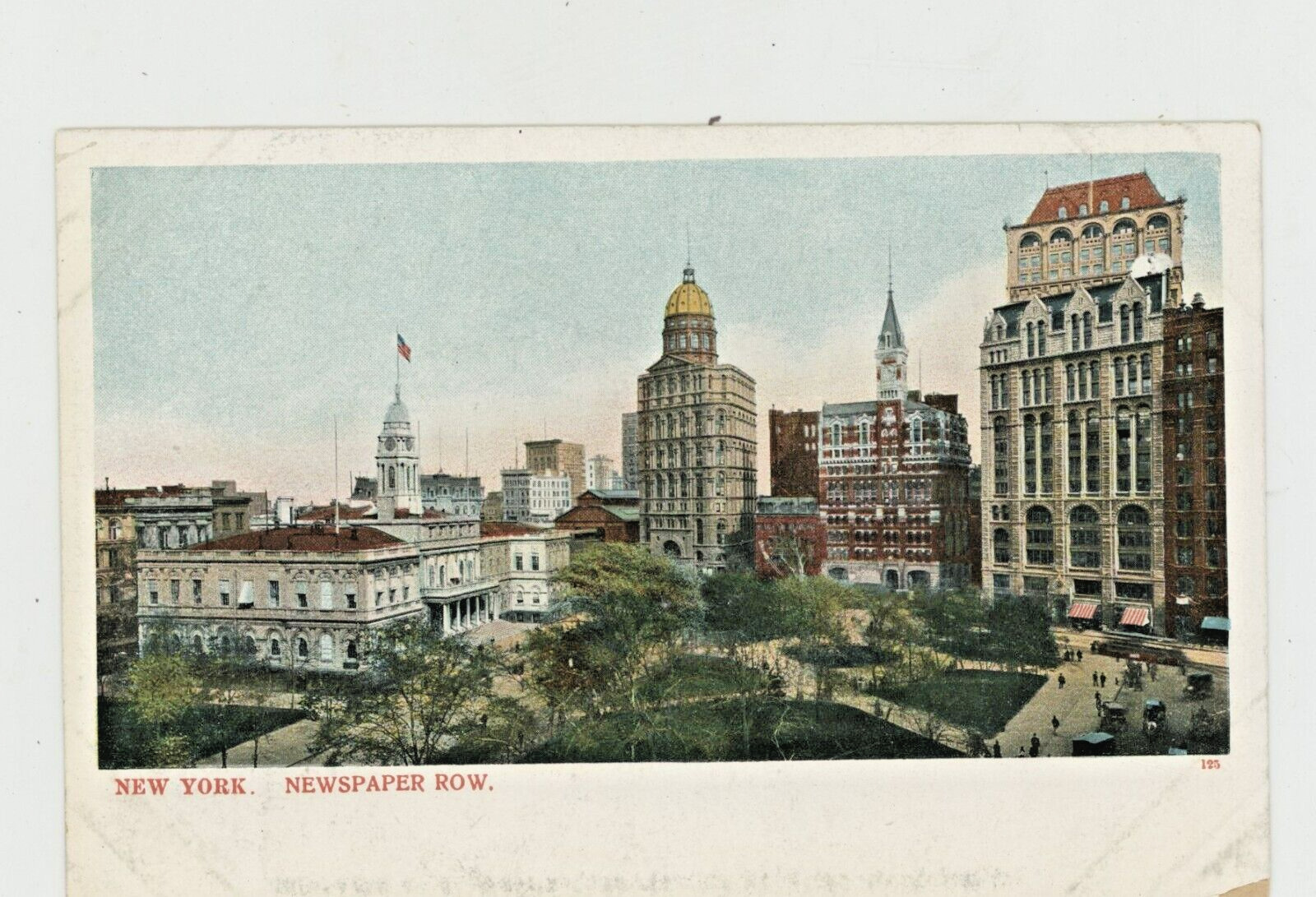 Vintage Postcard  NEW YORK CITY  NEWSPAPER ROW STREET VIEW UNPOSTED 1908 UDB
