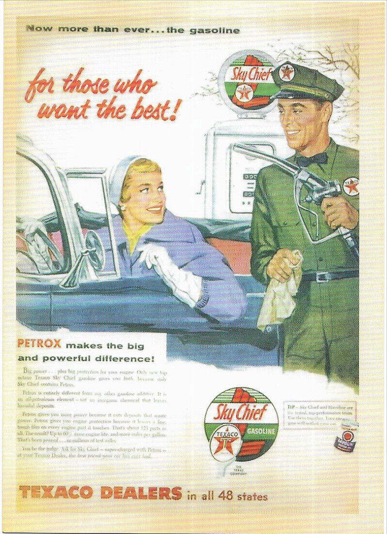 Texaco Dealers, Sky Chief Gasoline Station   Advertising Reproduction Postcard  