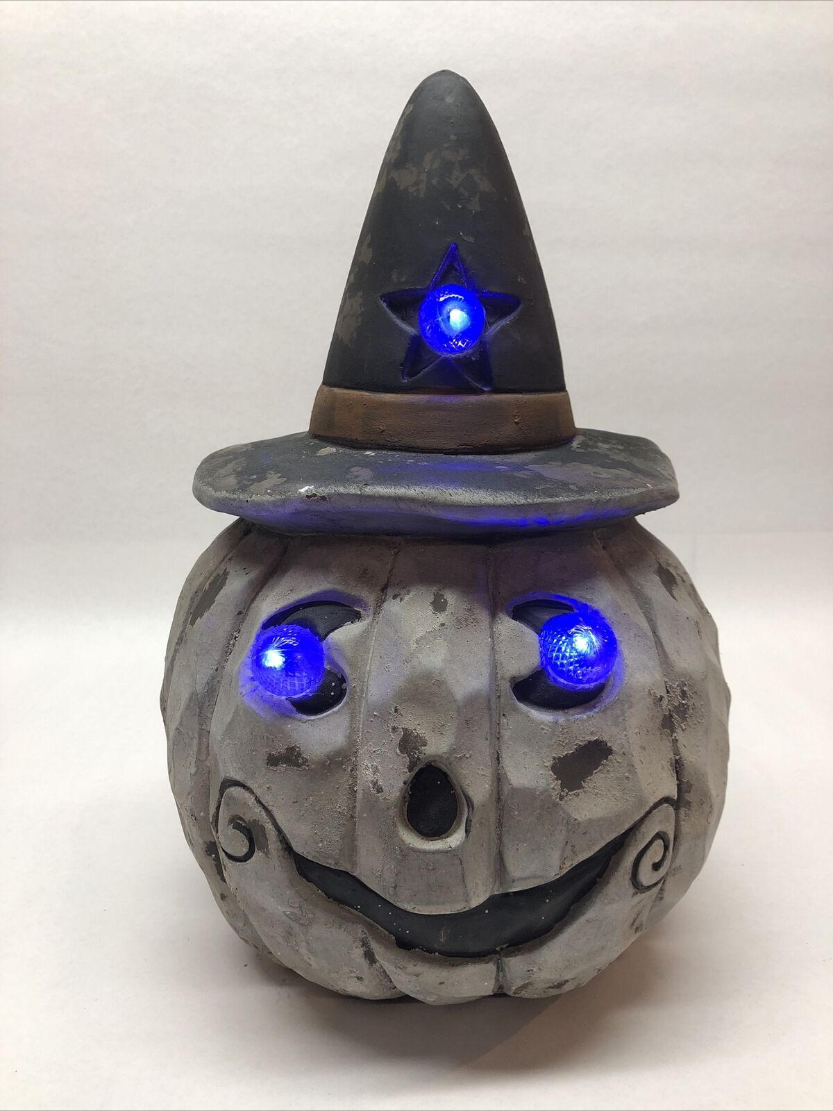 Vintage Lighted Ceramic Pumpkin, Changing Colors, Battery Operated,  