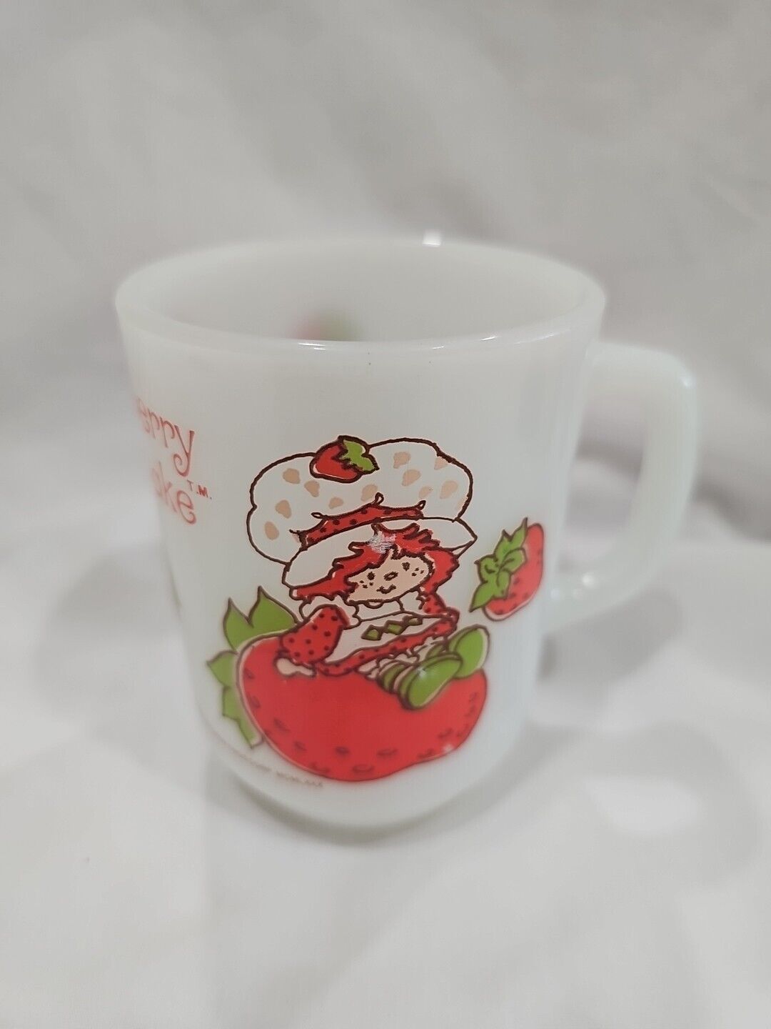 Vintage 1980's  Strawberry Shortcake Anchor Hocking Milk Glass Mug