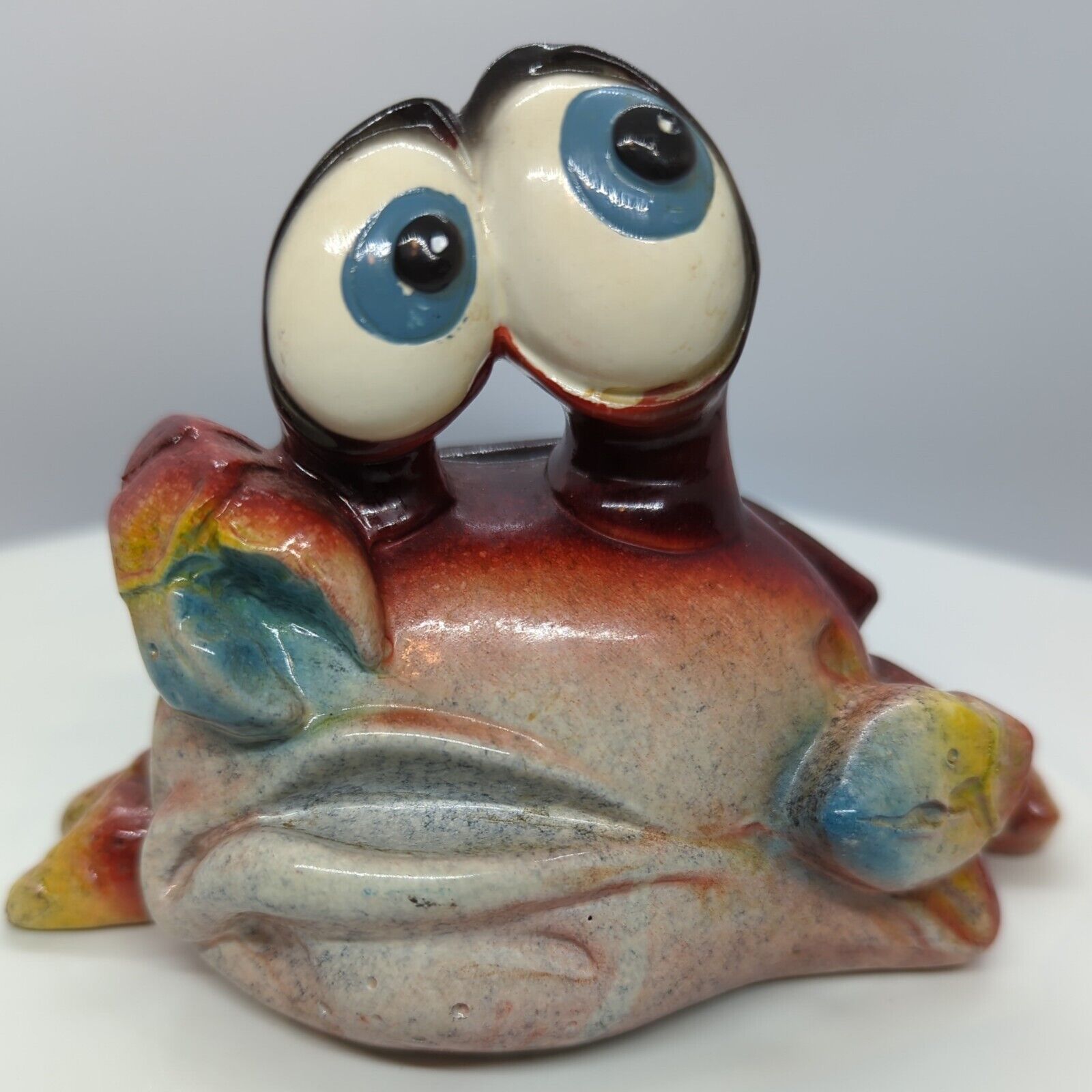 Whimsical Red Crab Piggy Bank Hand Painted Resin Nautical SpongeBob Inspired 4\