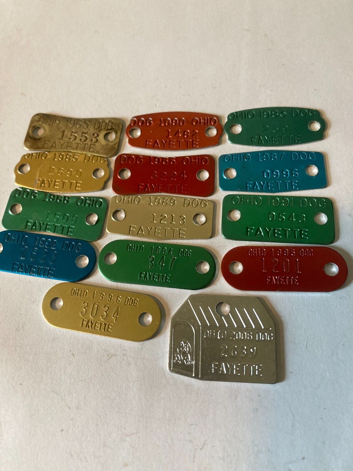 LOT OF 14  OHIO FAYETTE COUNTY DOG TAGS LICENSE
