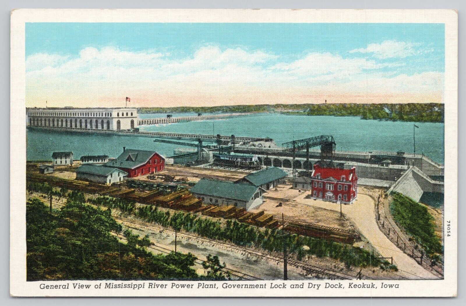 Postcard Mississippi River Power Plant Keokuk Iowa