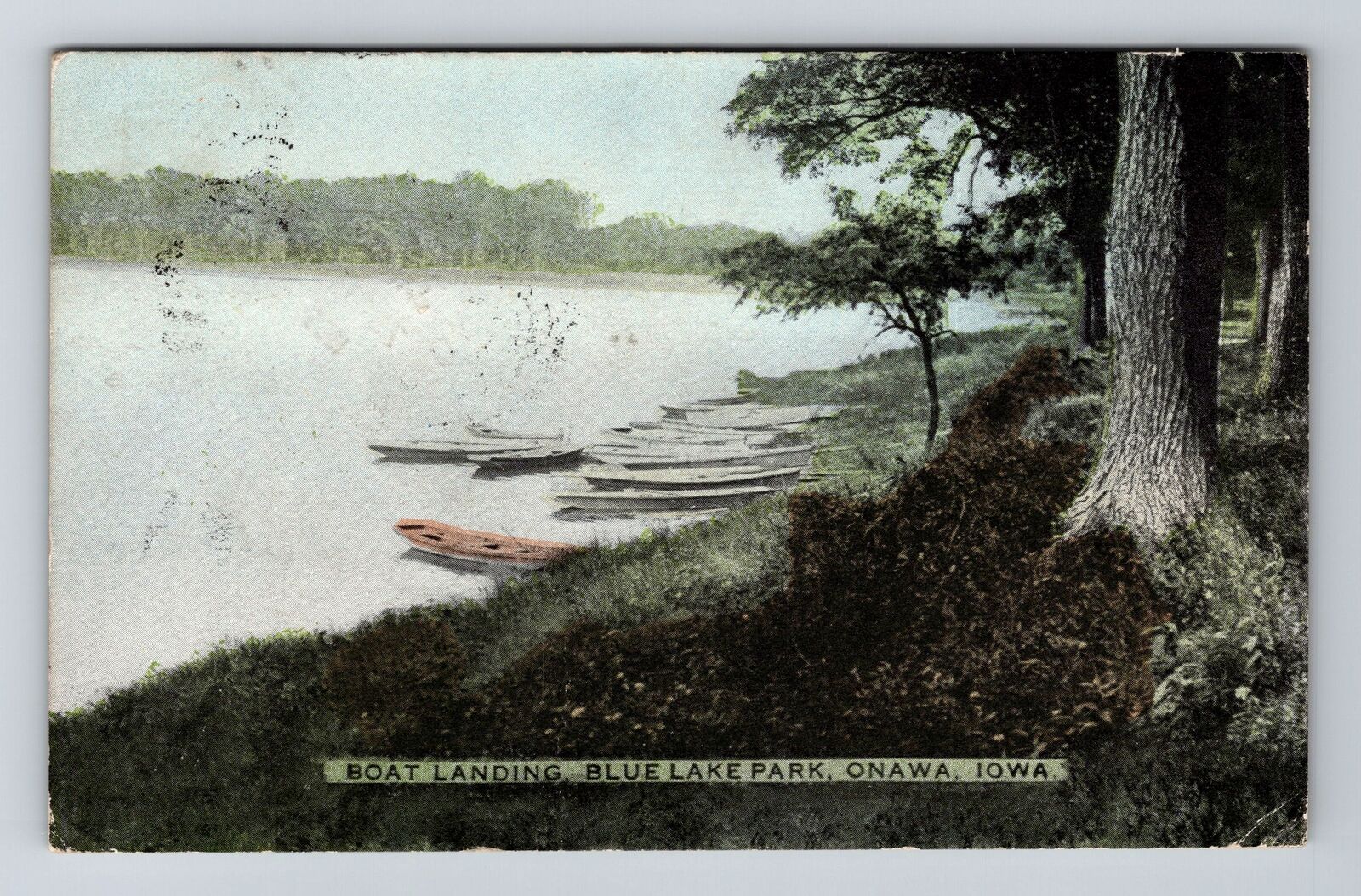 Onawa IA-Iowa, Boat Landing, Blue Lake Park, Vintage c1909 Postcard