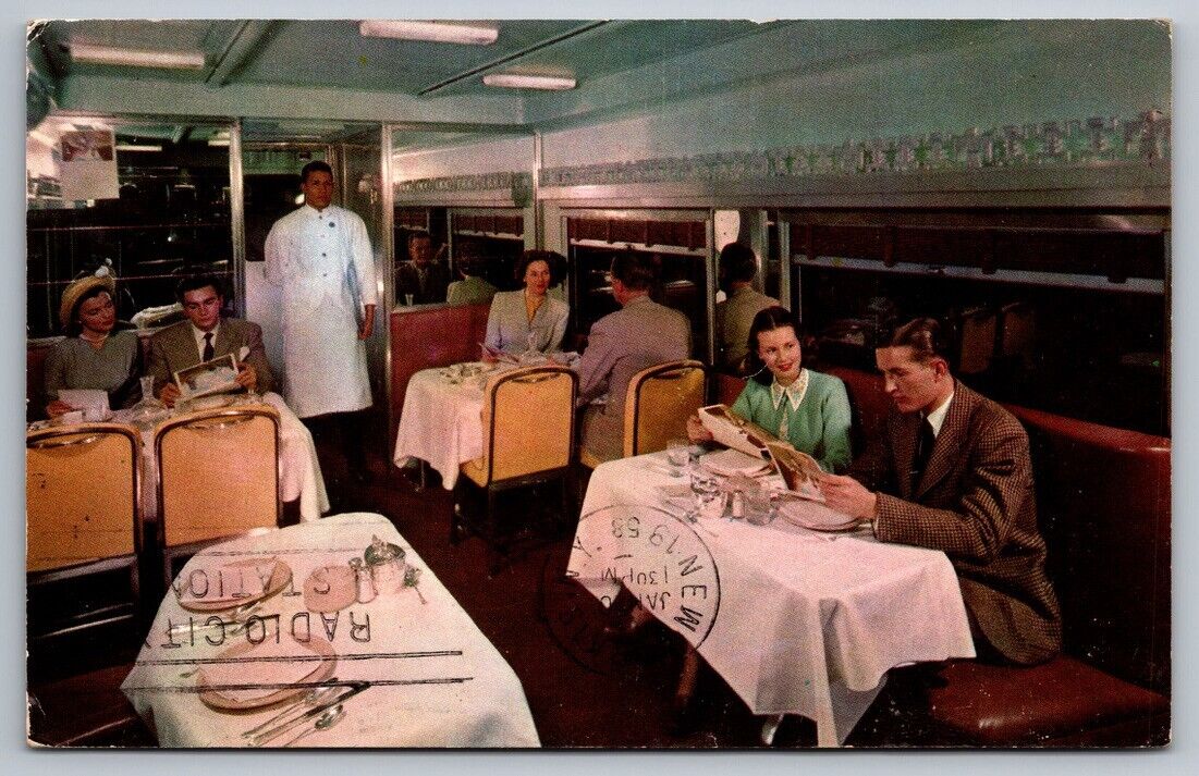Fred Harvey Postcard Santa Fe R.R. Transcontinental El Capitan Dining Car Posted