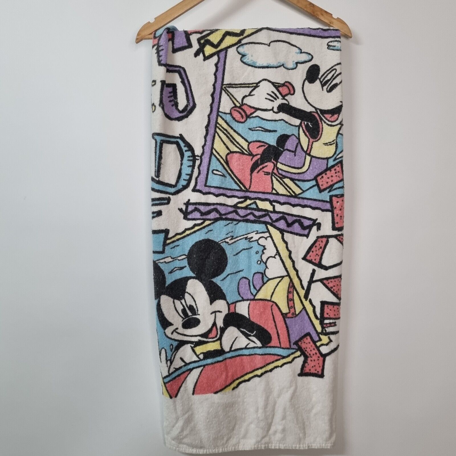 VTG Franco Walt Disney 1990’s Cool Surfing Mickey Mouse Beach Towel USA Cannon