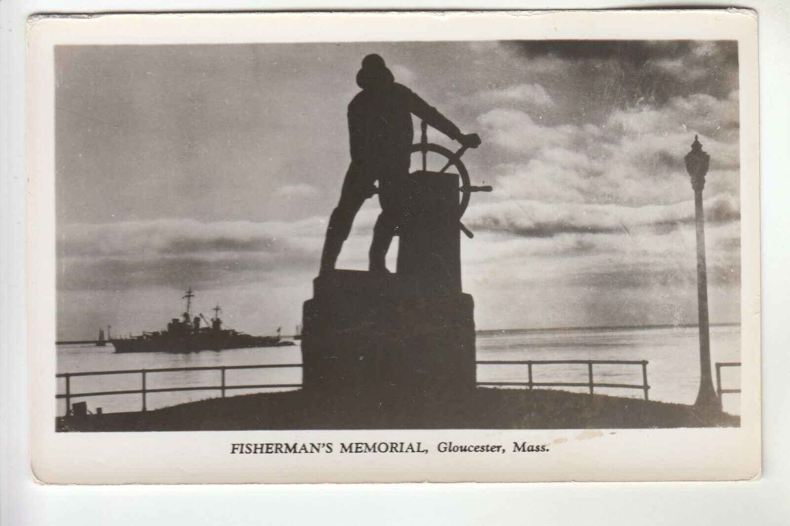 Real Photo Postcard Fisherman\'s Memorial Gloucester MA