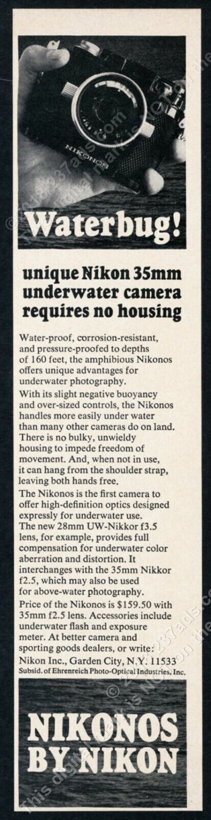 1967 Nikon Nikonos underwater camera diver photo vintage print ad