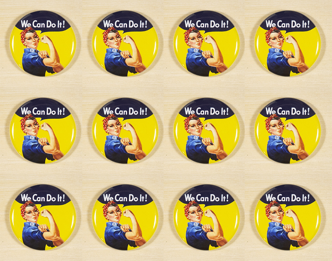 Rosie the Riveter 1.25 Inch Buttons Set of 12 Pins Badges