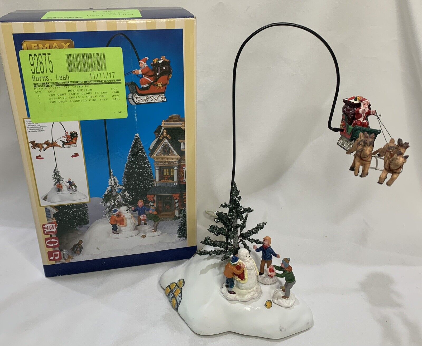 LEMAX SANTA CLAUS IS COMING TO TOWN Christmas Village PLAYS MUSIC & ROTATES ‘05