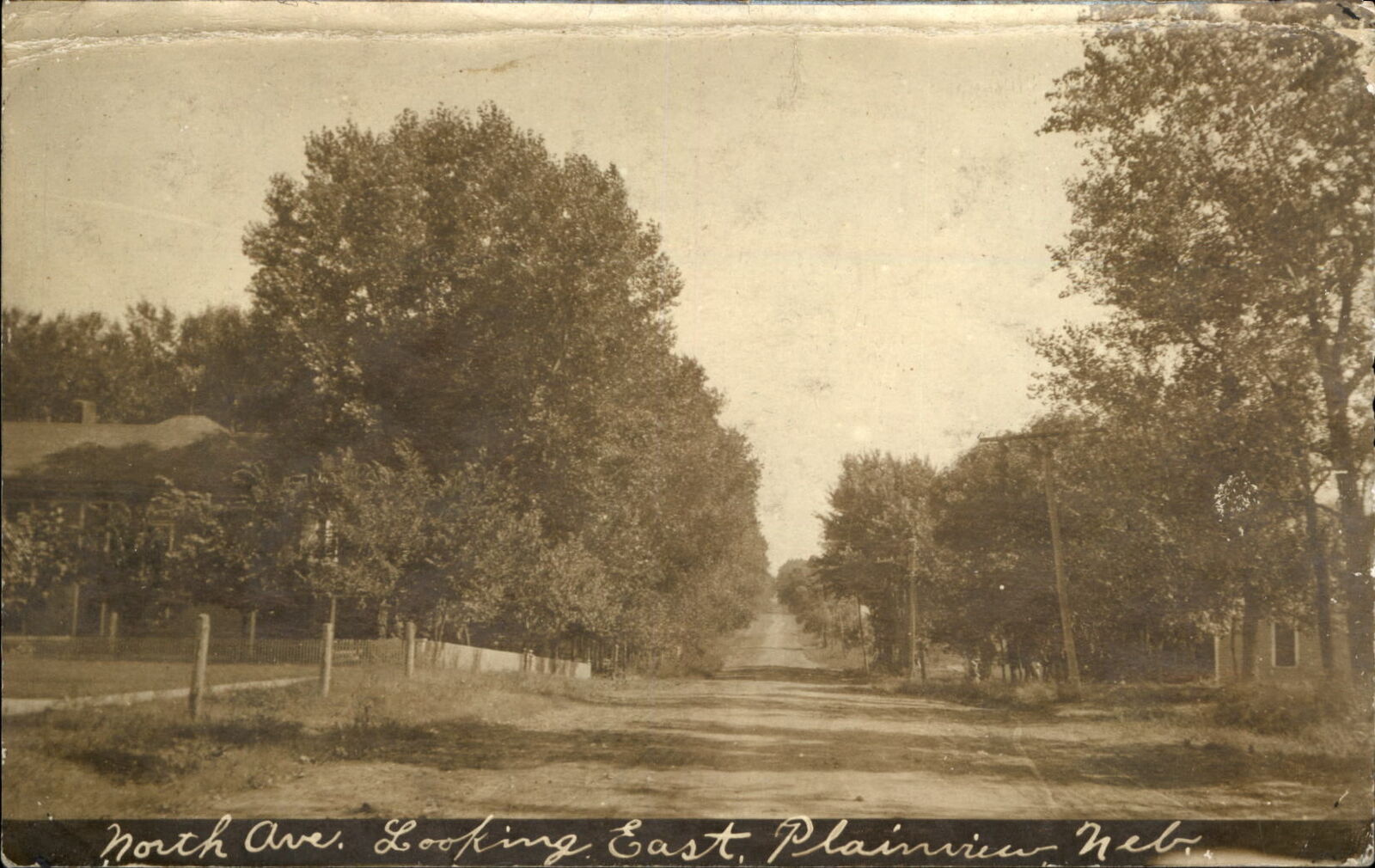 North Avenue looking East ~ Plainview Nebraska ~ RPPC real photo ~ 1904-1920s