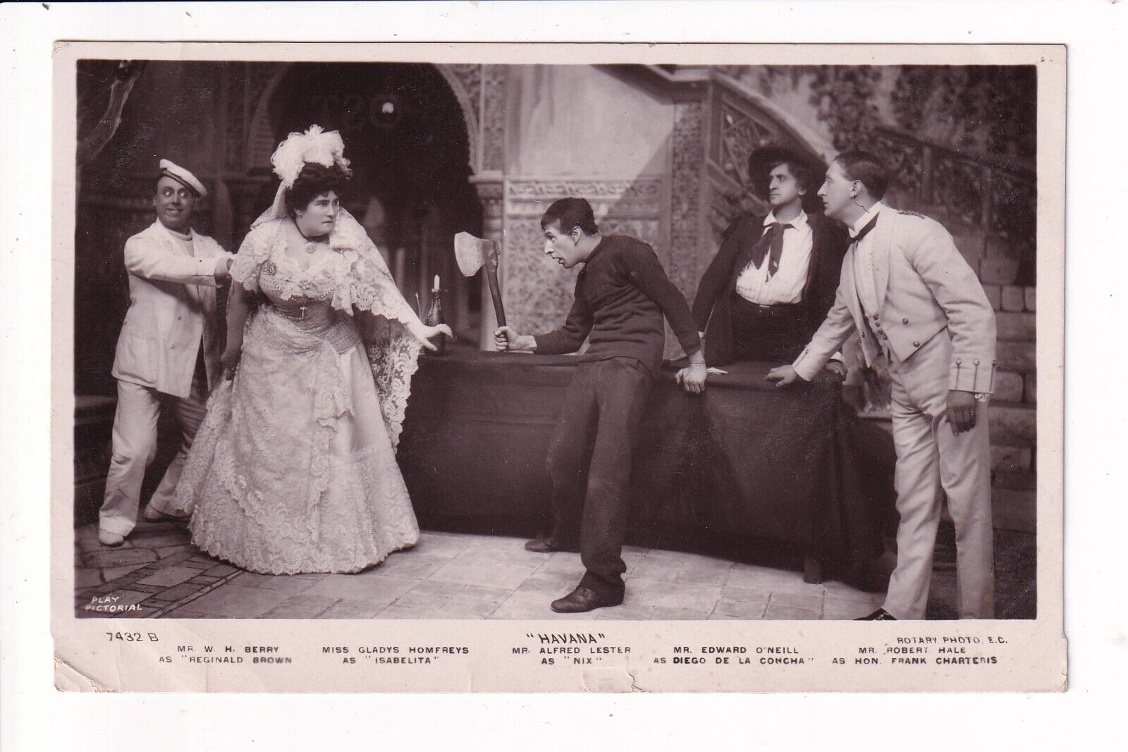 Theatre 5 Actor Actress Cast of HAVANA RPPC c.1909