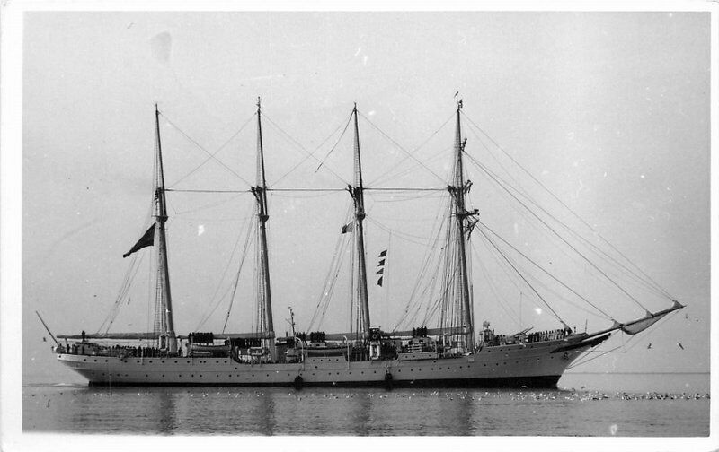UK C-1910 4 Mast Sailing Ship RPPC Photo Postcard 21-12401