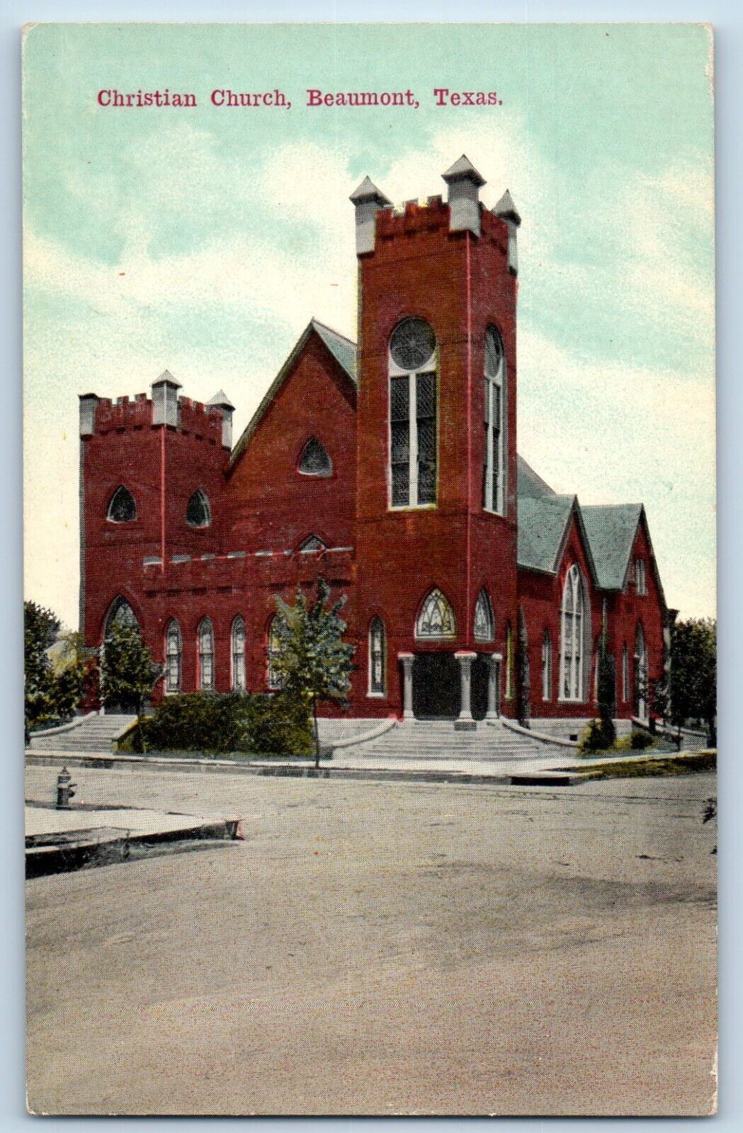 Beaumont Texas Postcard Christian Church Chapel Exterior Building c1910 Vintage
