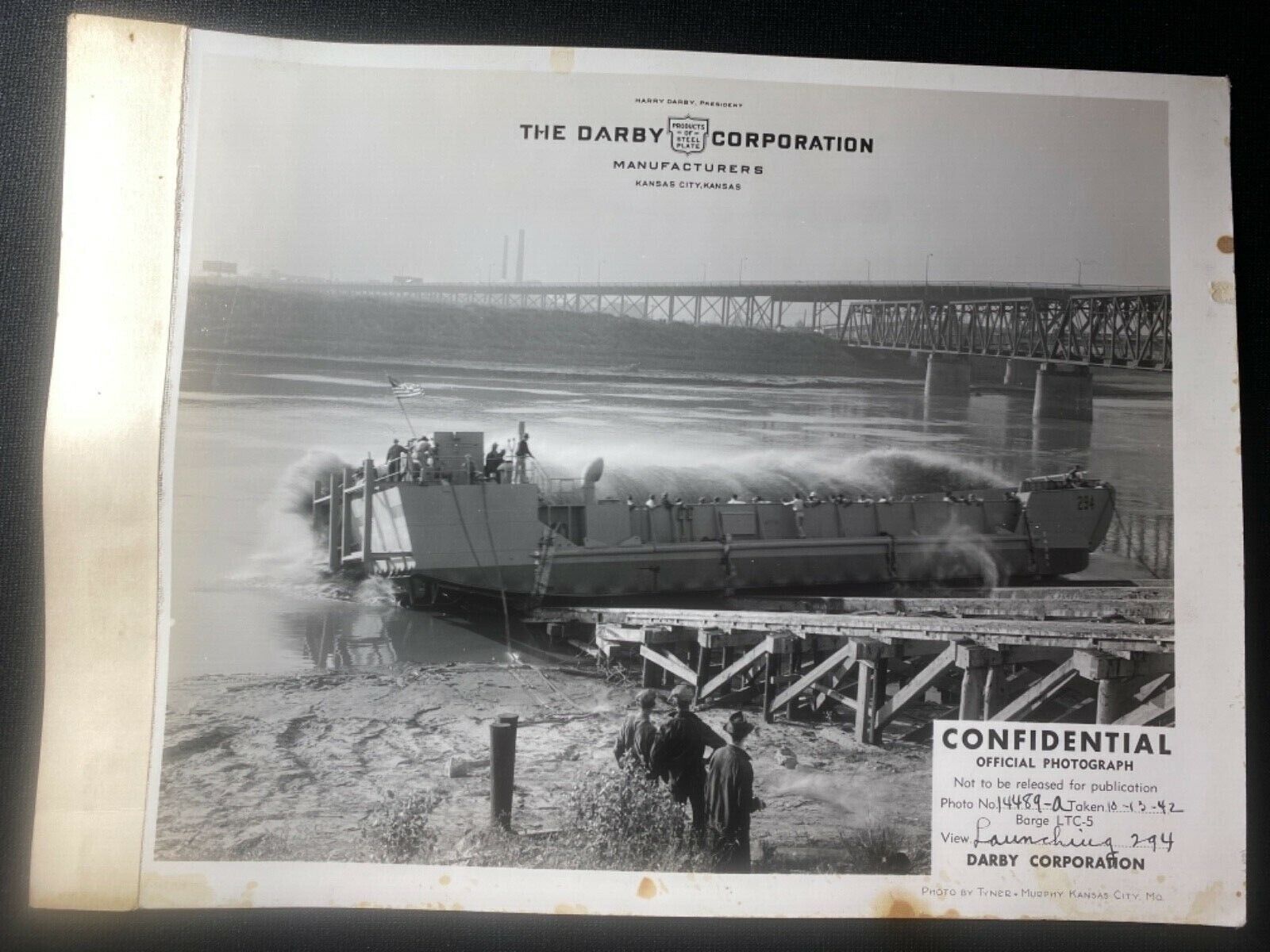 WW2 Confidential 1942 Darby Corp Off. Photo LCT Mark 4 #294 Launch D-Day Sunk