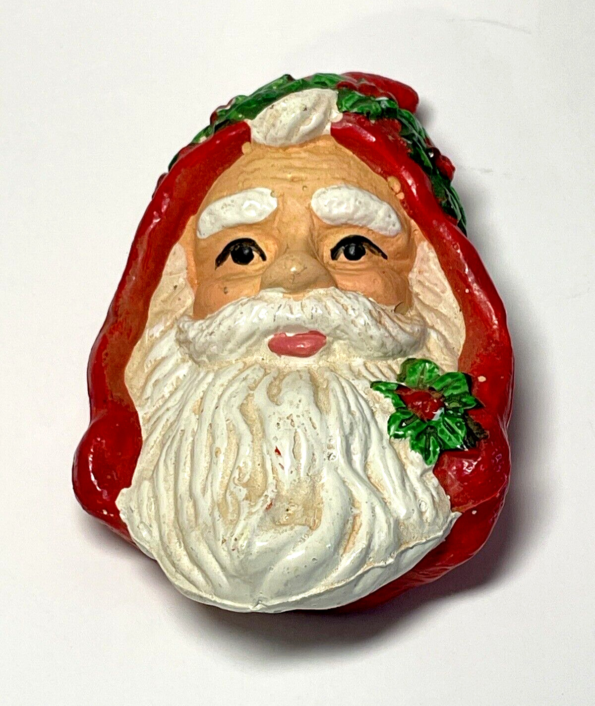 Vitg Santa Head Face Old World Christmas Hanging Ornament Plastic Hand Painted