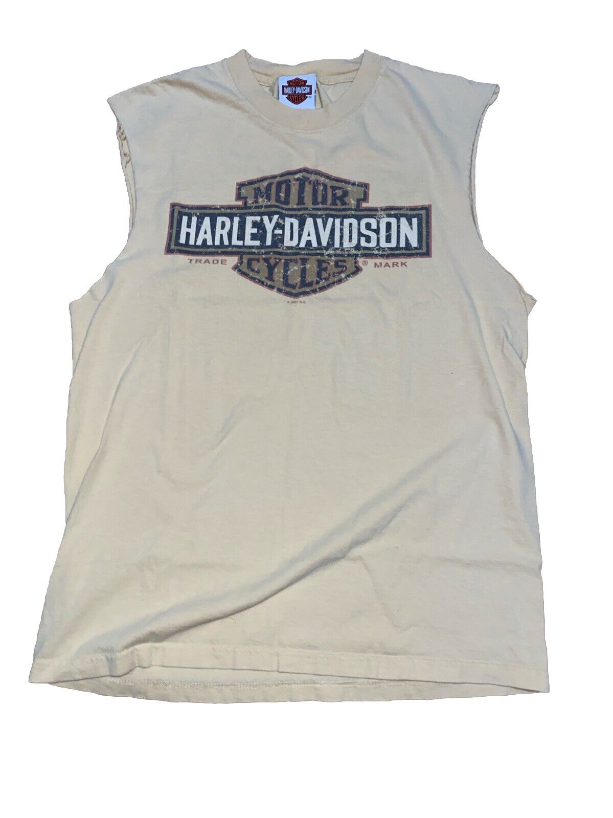 2007 White Sleeveless Florida Harley Davidson T Shirt MEDIUM