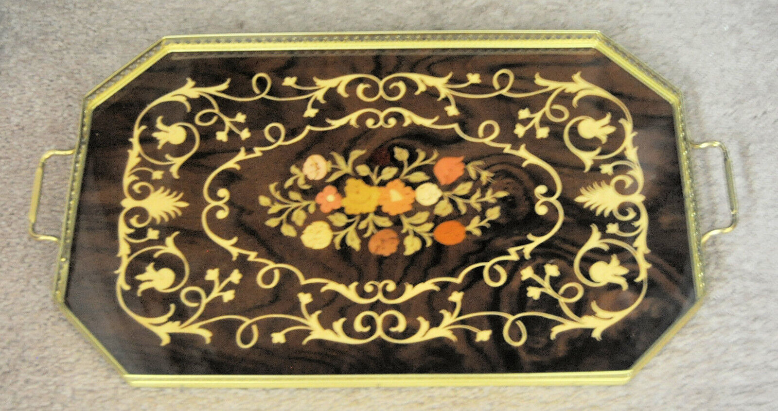 Set of 4 Vintage Inlay Wood Art Deco Serving Trays - Italy