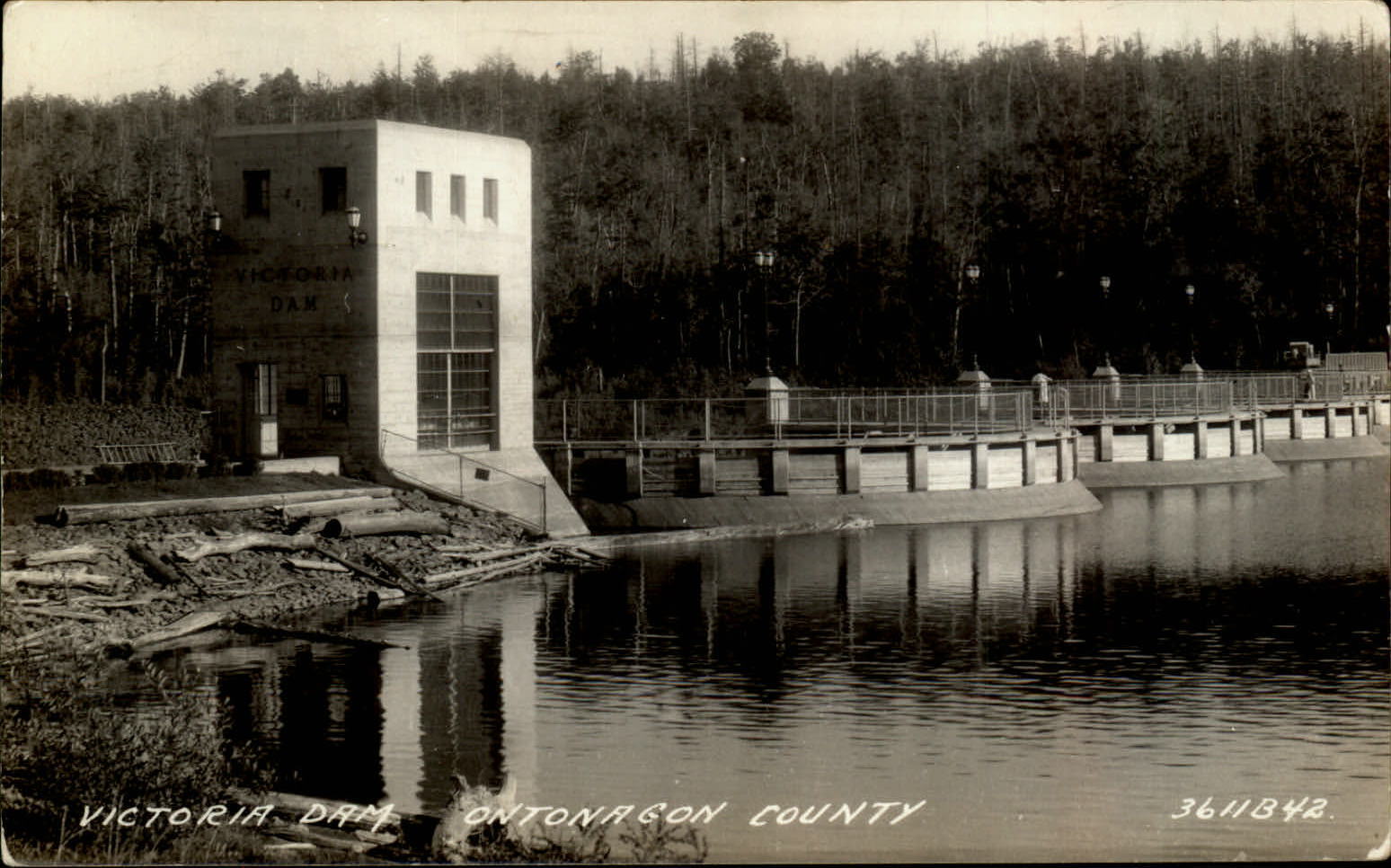 RPPC Ontonagon County Michigan Victoria Dam 1925-42 real photo postcard