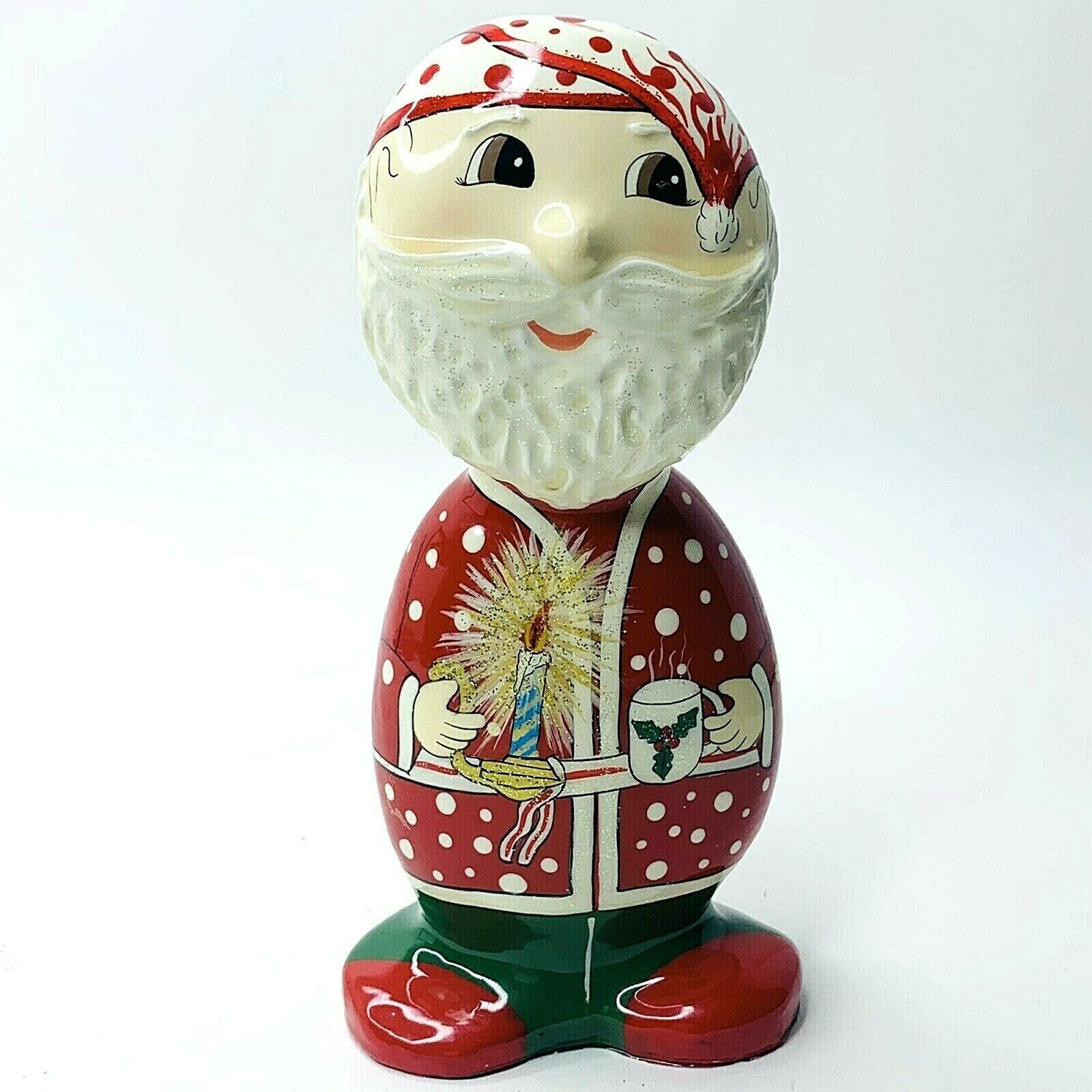 Traditions N Stone Santa Figurine Porcelain Christmas Whimsical Signed Vintage