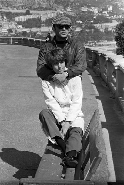 Jean-Louis and Nadine Trintignant during a holiday 1960s OLD PHOTO