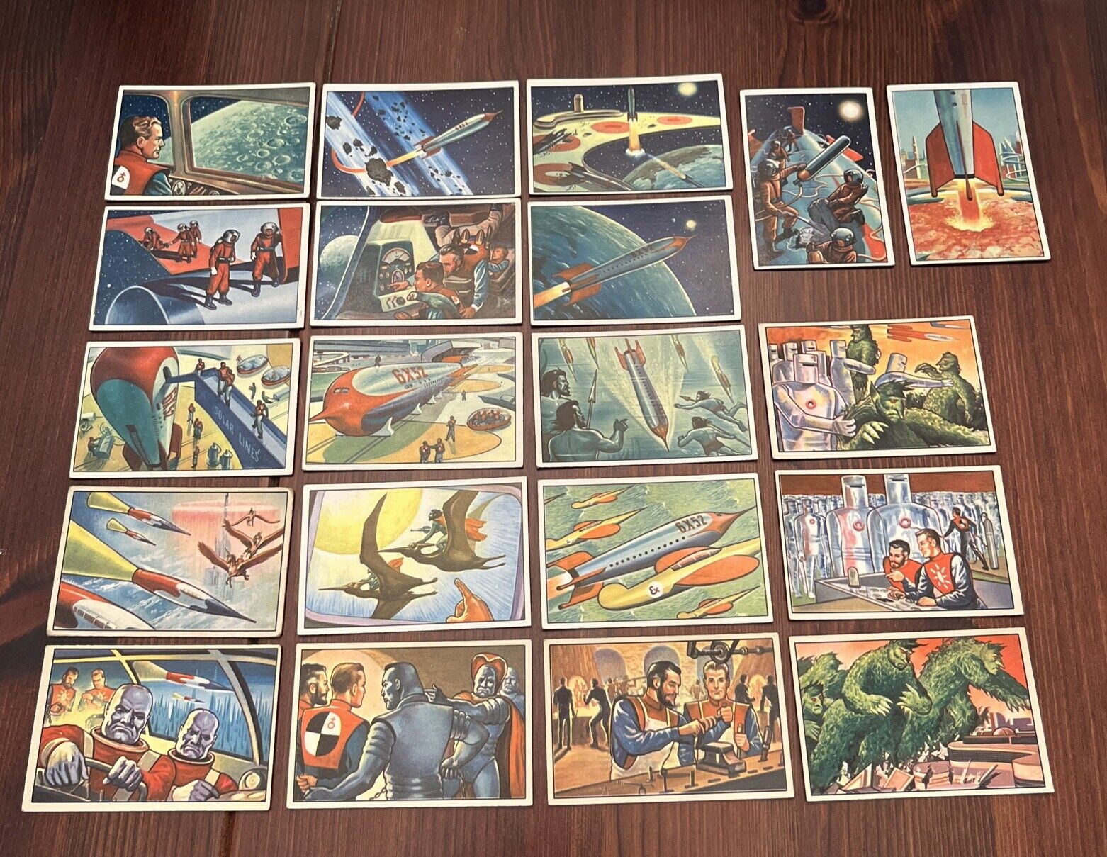1951 Bowman Jets Rockets & Spacemen Mostly Complete Set 100 Cards (79 EX 21 VG)