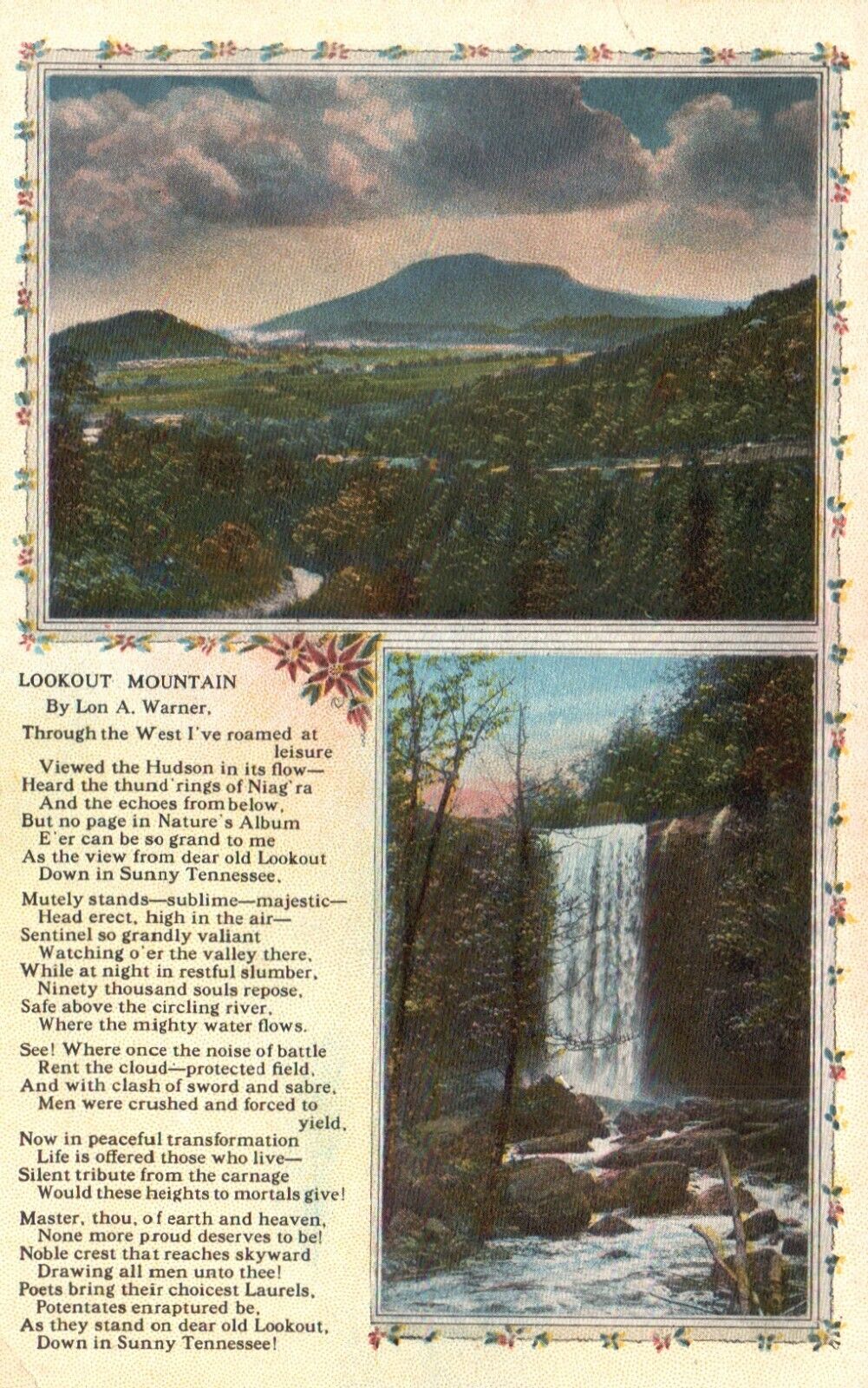 Postcard TN Lookout Mountain Poem Multi View Unposted Antique Vintage PC H154