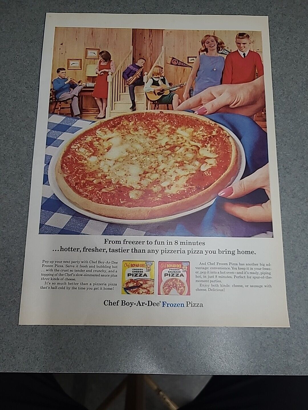 Chef Boy-ar-dee Frozen Pizza Vintage Print Ad 1964 10x13 