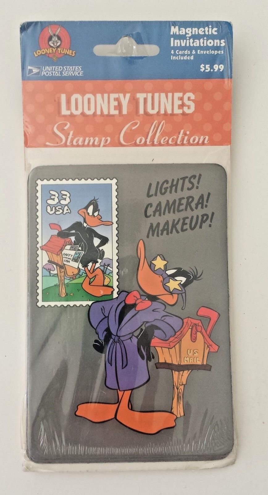 Daffy Duck LOONEY TUNES Stamp Collection Magnetic Invitations USPS Vtg 1999 NEW