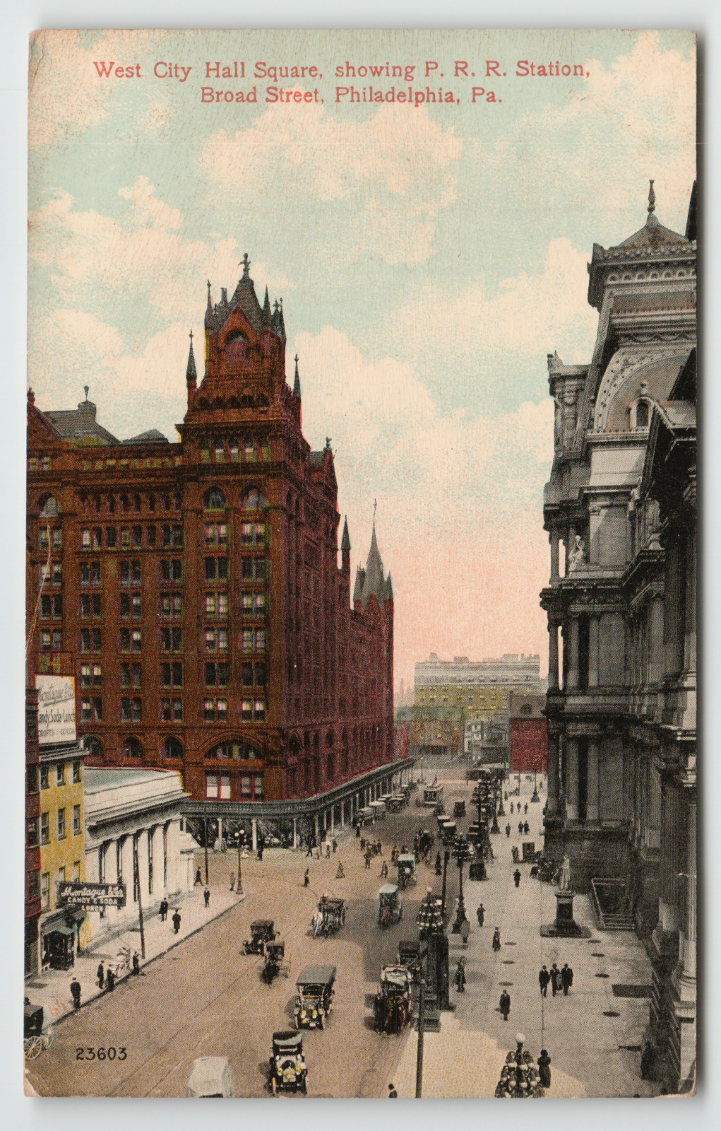 Postcard Vintage West City Hall Square P.R.R. Station Philadelphia, PA