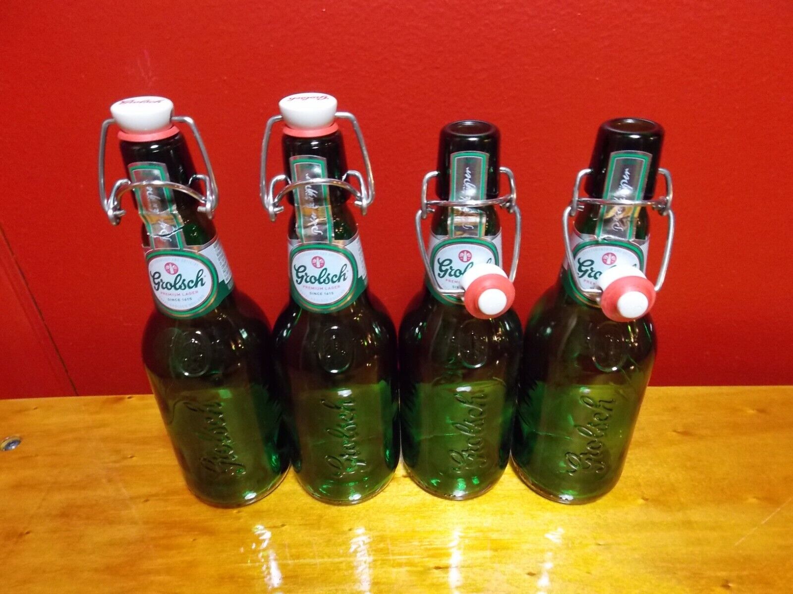 GROLSCH Green Bottles with Flip Top Stopper SET OF 4 